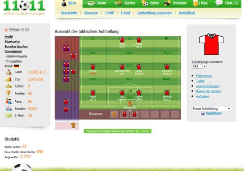 11x11 Online Football Manager