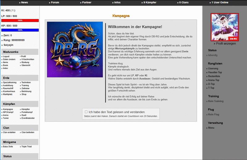 Screenshot DB-RG: Das Online Browsergame
