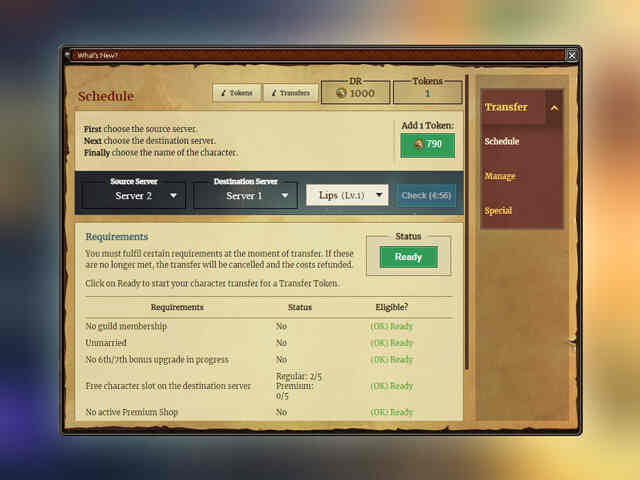 Metin2: Neue Seite für den Charaktertransfer