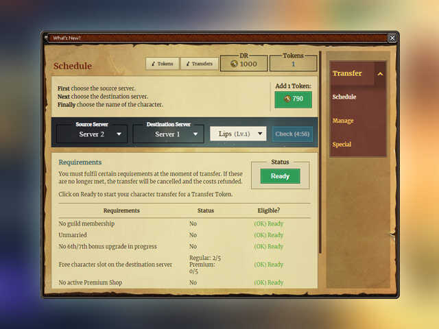 Metin2: Neue Seite für den Charaktertransfer