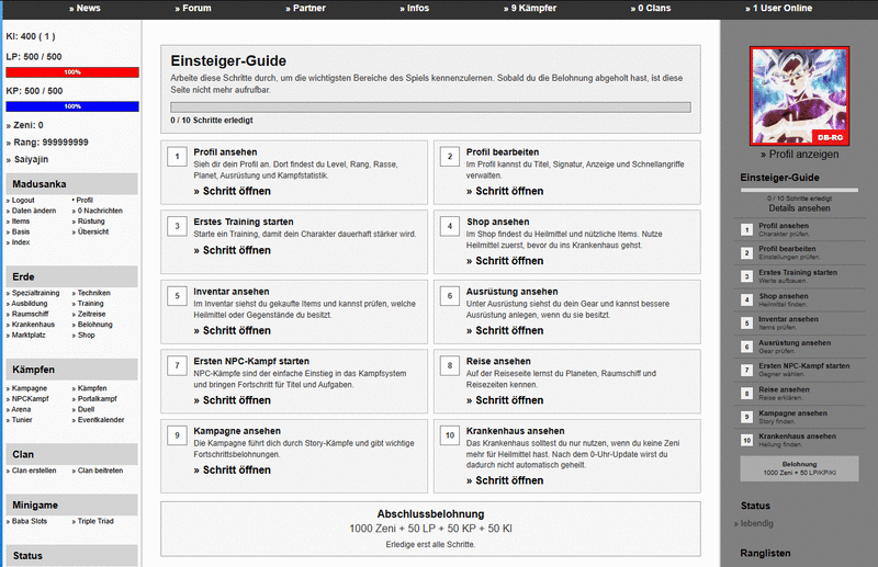 Screenshot DB-RG: Das Online Browsergame