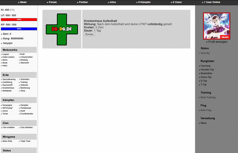Screenshot DB-RG: Das Online Browsergame
