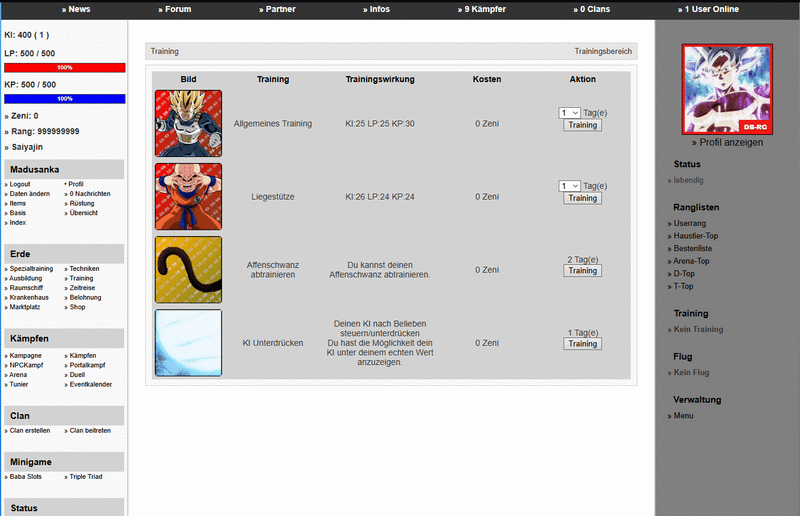Screenshot DB-RG: Das Online Browsergame