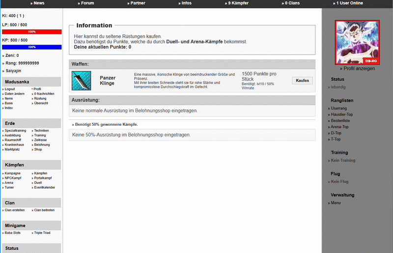 Screenshot DB-RG: Das Online Browsergame