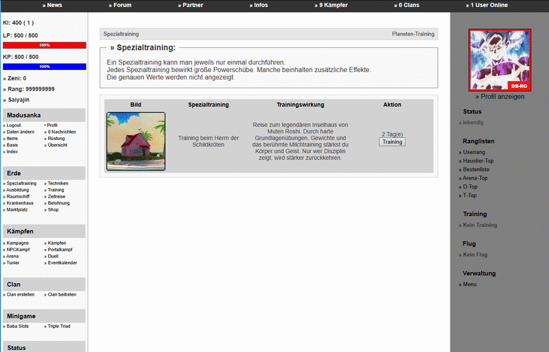 Screenshot DB-RG: Das Online Browsergame
