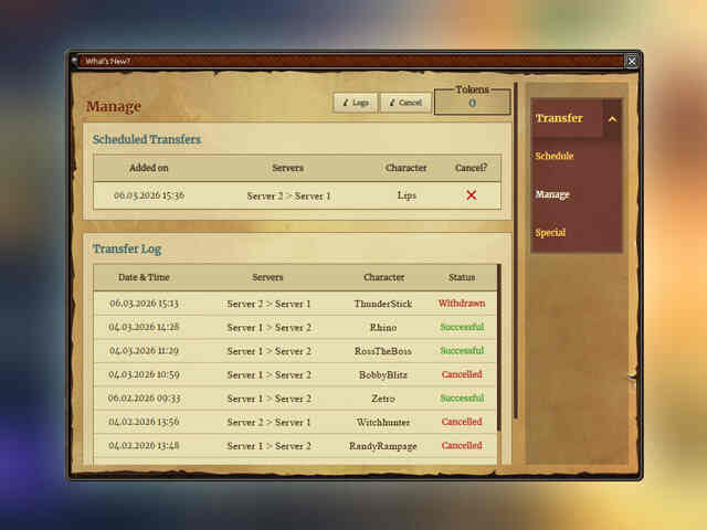 Metin2: Neue Seite für den Charaktertransfer