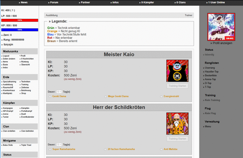 Screenshot DB-RG: Das Online Browsergame