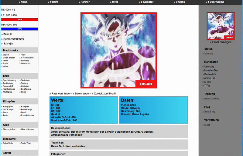 Screenshot DB-RG: Das Online Browsergame
