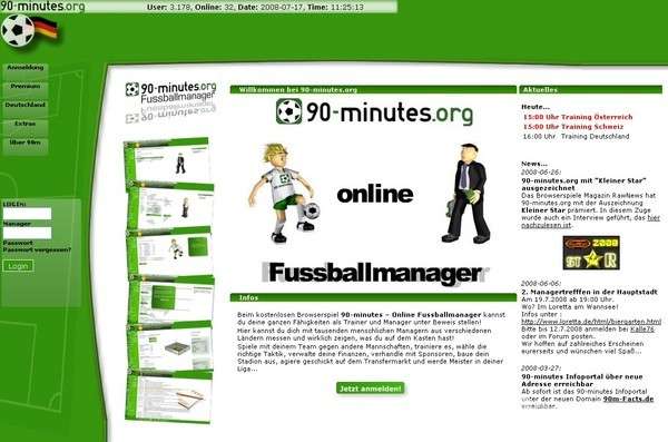 Screenshot 90-minutes Online Fussballmanager