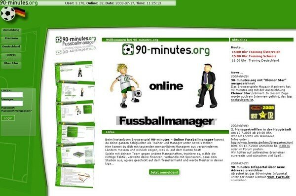 Screenshot 90-minutes Online Fussballmanager
