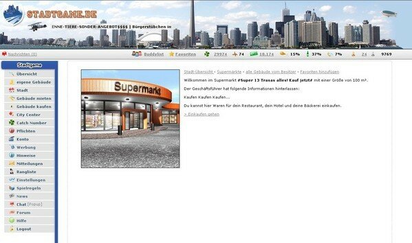 Screenshot Stadtgame