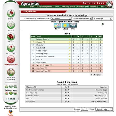 Screenshot Dugout-Online