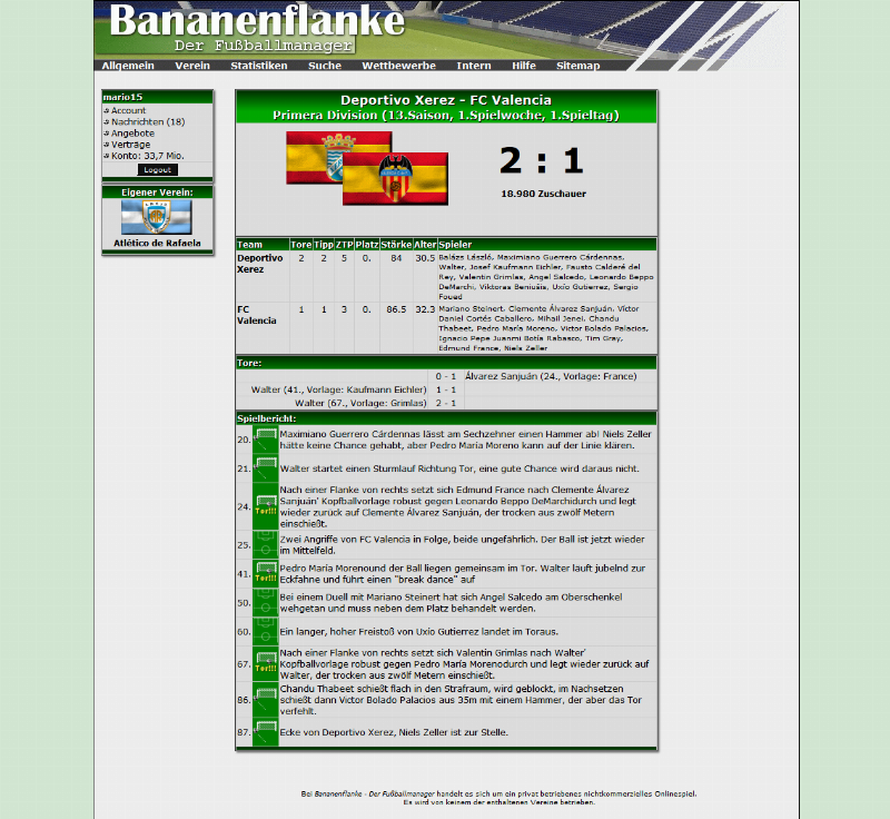 Screenshot Bananenflanke - Der Fußballmanager