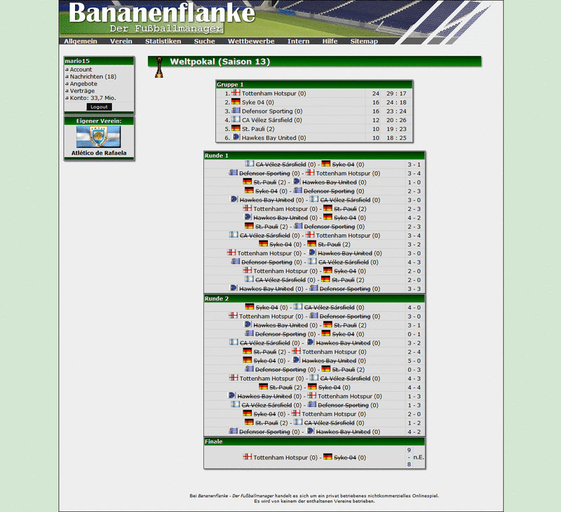 Screenshot Bananenflanke - Der Fußballmanager