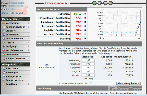 Screenshot WSIM.de Managergame