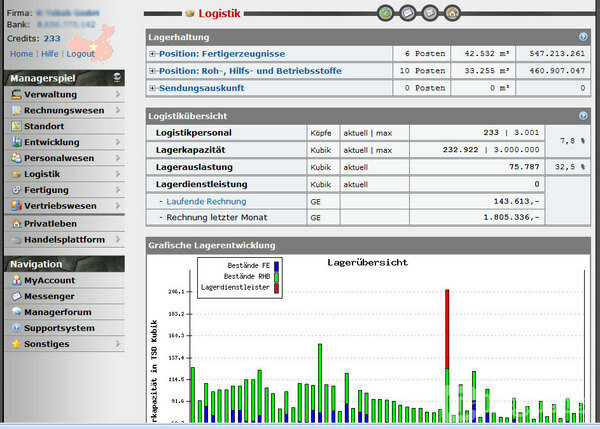 Screenshot WSIM.de Managergame