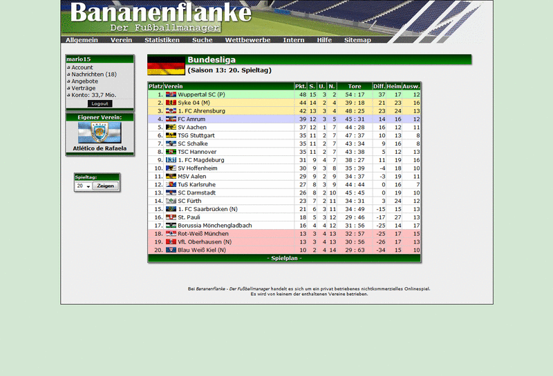 Screenshot Bananenflanke - Der Fußballmanager