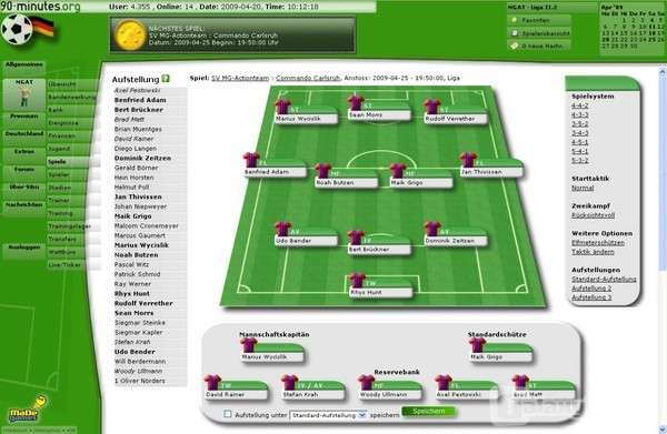 Screenshot 90-minutes Online Fussballmanager