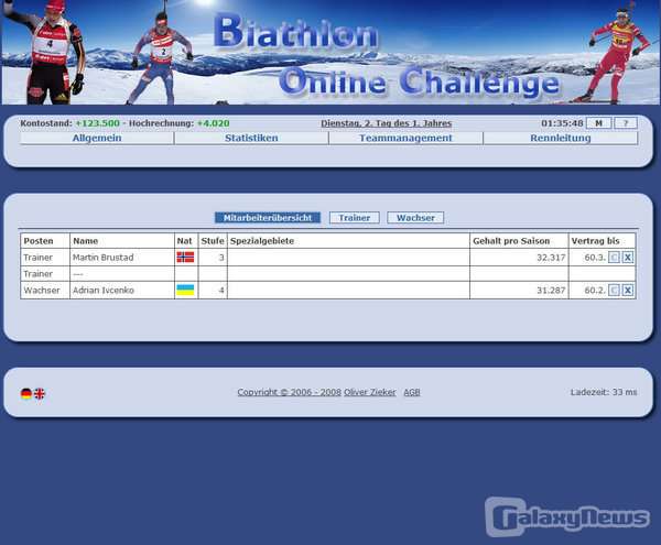 Screenshot Biathlon Online Challenge