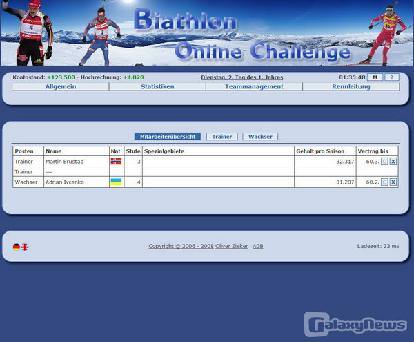 Screenshot Biathlon Online Challenge
