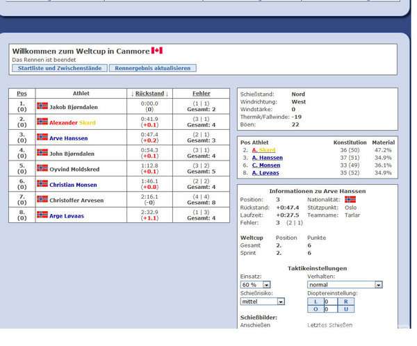 Screenshot Biathlon Online Challenge