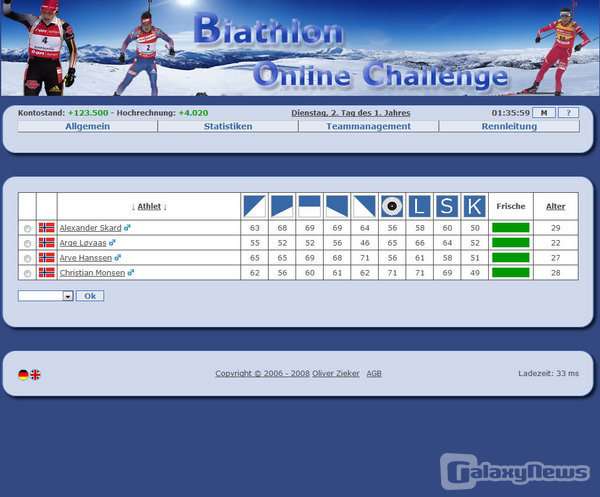 Screenshot Biathlon Online Challenge