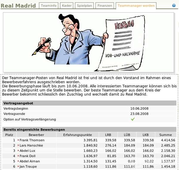 Screenshot FMO - Online Fussball Manager