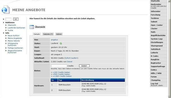 Screenshot HackTheNet 