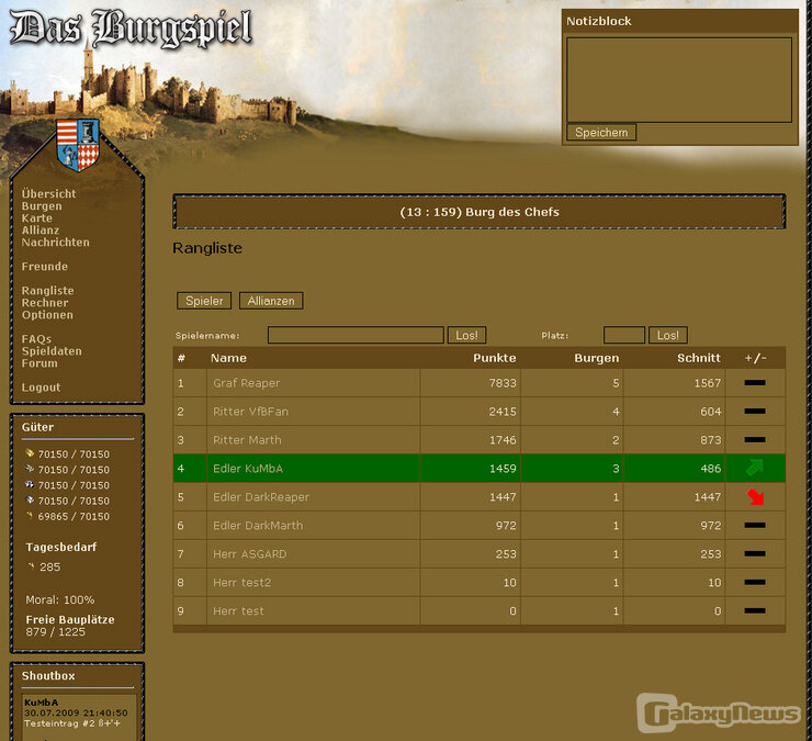 Screenshot Das Burgspiel