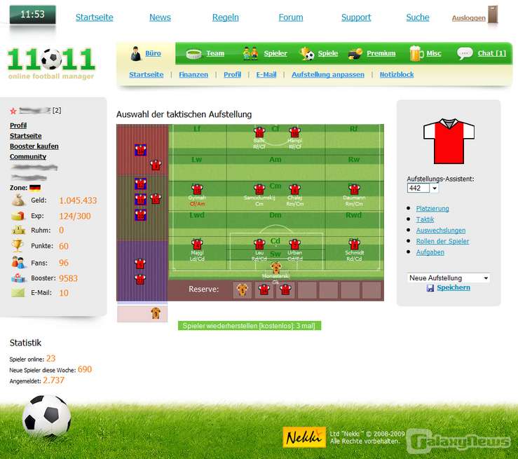 Screenshot 11x11 Online Football Manager
