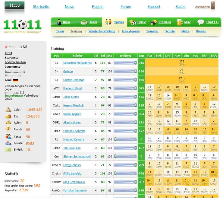 Screenshot 11x11 Online Football Manager