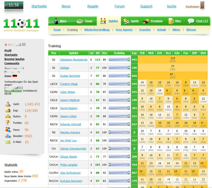 Screenshot 11x11 Online Football Manager