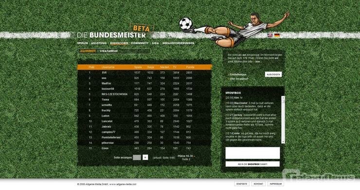 Screenshot Die Bundesmeister – Online Actionfußball