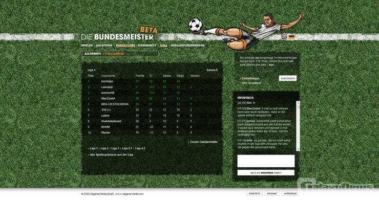 Screenshot Die Bundesmeister – Online Actionfußball