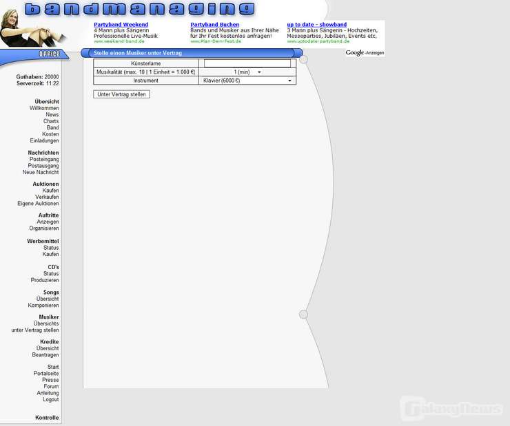 Screenshot Band-Managing