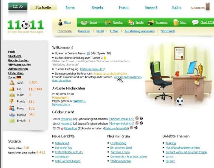 Screenshot 11x11 Online Football Manager