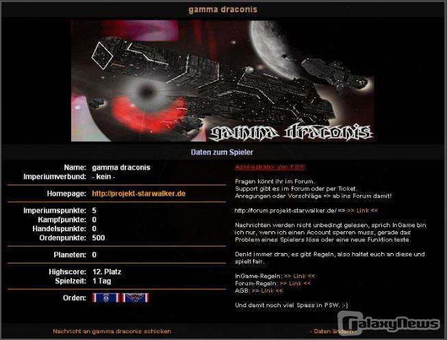 Screenshot Projekt StarWalker