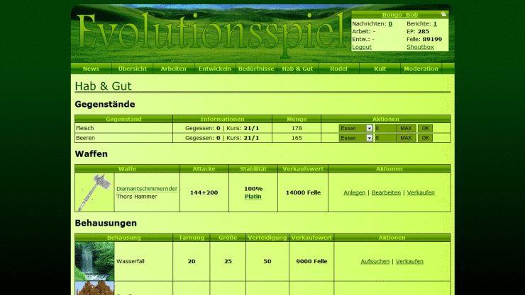 Screenshot Evolutionsspiel