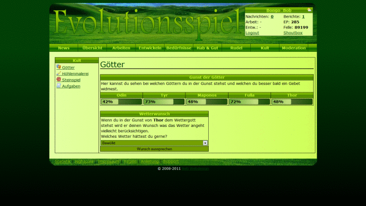 Screenshot Evolutionsspiel