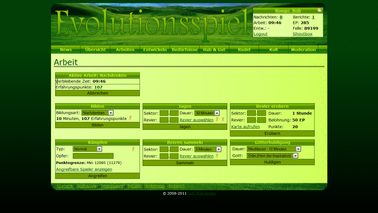 Screenshot Evolutionsspiel