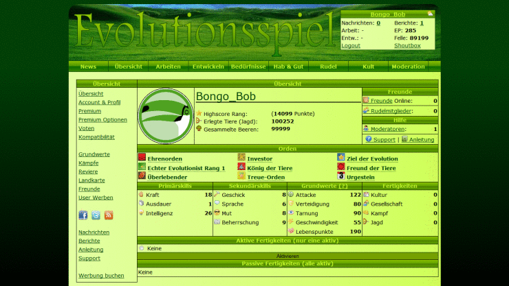 Screenshot Evolutionsspiel
