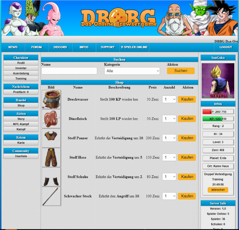 Screenshot DBBG Das Online Browsergame