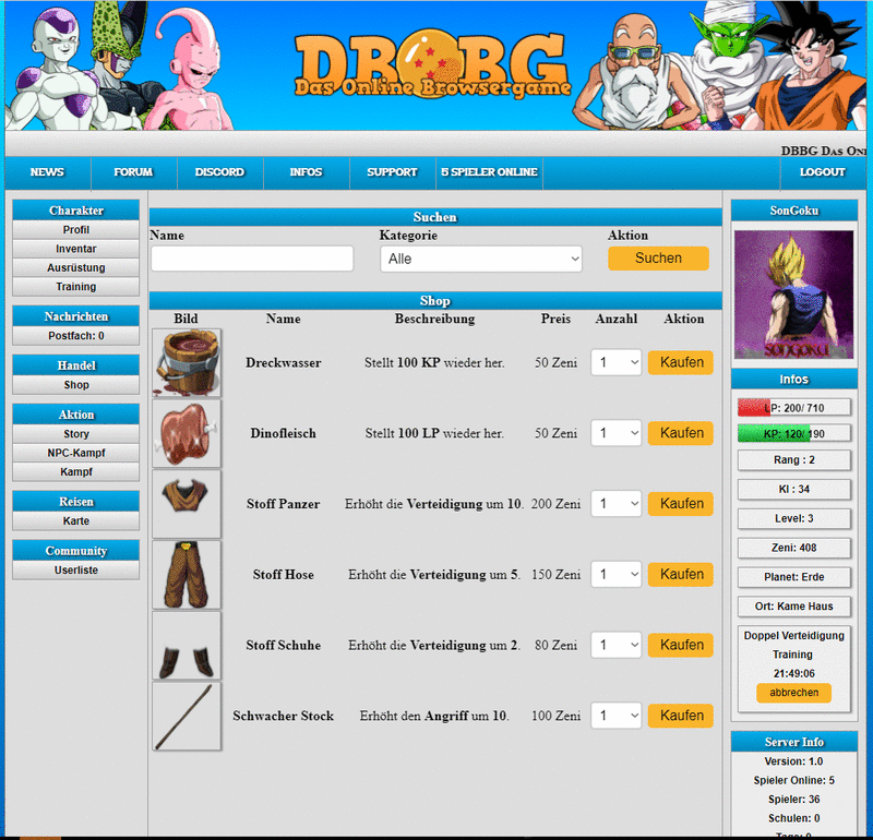 Screenshot DBBG Das Online Browsergame