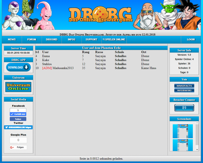 Screenshot DBBG Das Online Browsergame