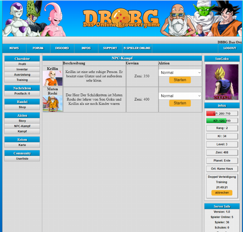 Screenshot DBBG Das Online Browsergame