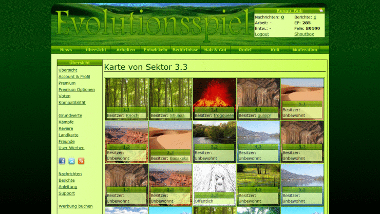 Screenshot Evolutionsspiel