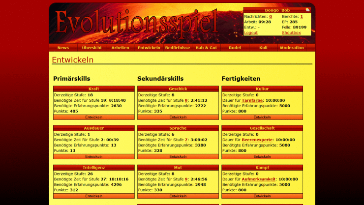 Screenshot Evolutionsspiel