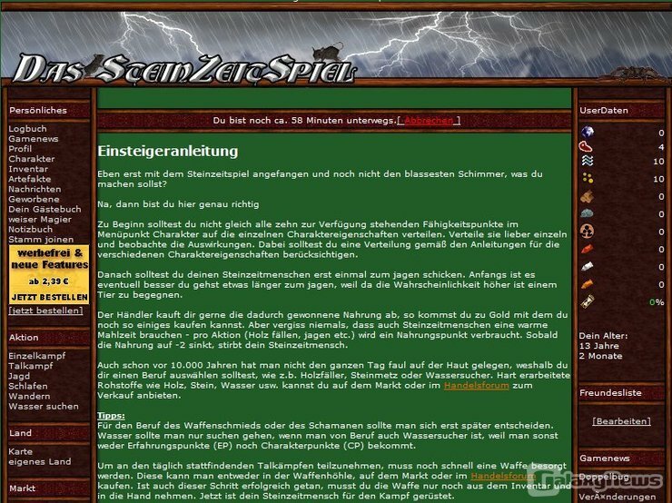 Screenshot SteinZeitSpiel