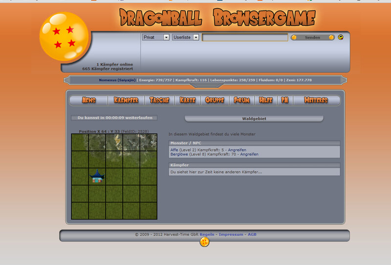 Screenshot Dragonball Browsergame