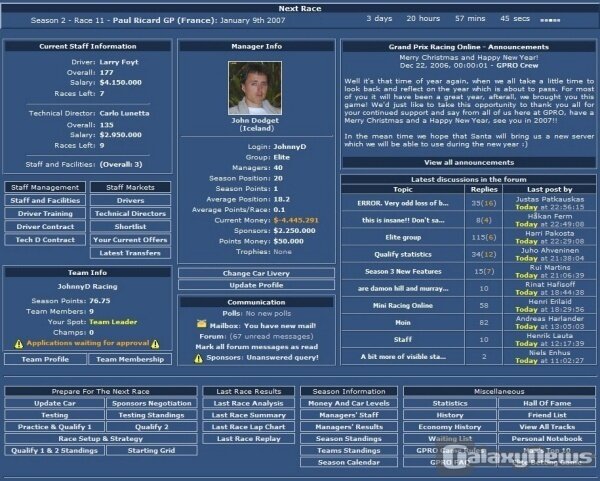 Screenshot Grand Prix Racing Online